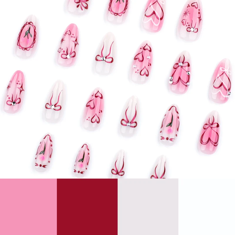 Kunstvolle Nagelkunst mit romantischem Herzdesign Karnz