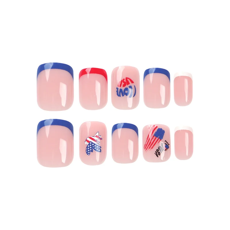 Kunstvolle Nagelkunst mit patriotischen Designs Karnz