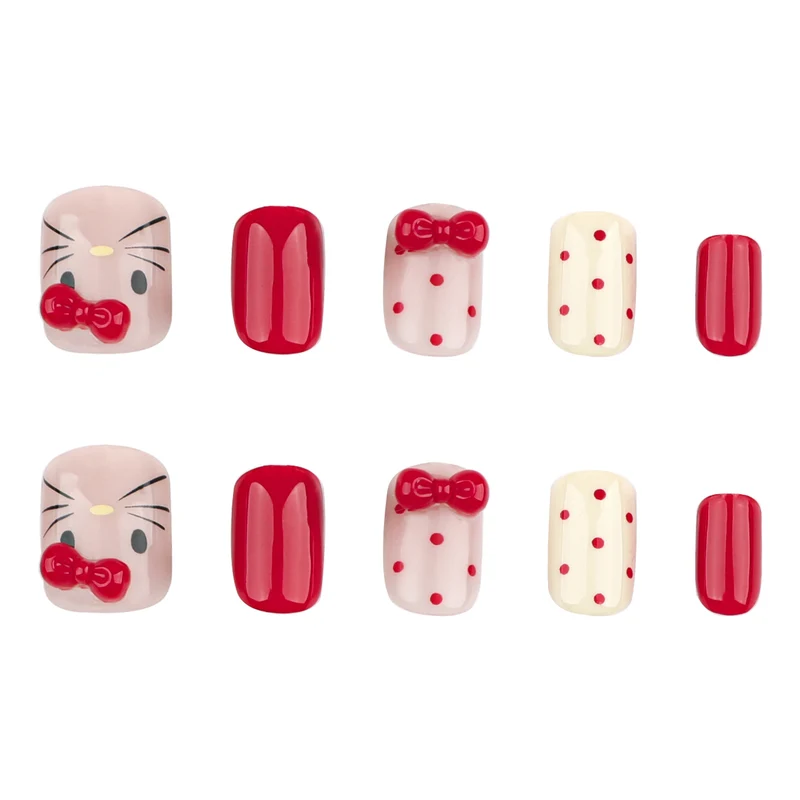 Kunstvolle Nagelkunst mit niedlichen Schleifenmotiven Karnz