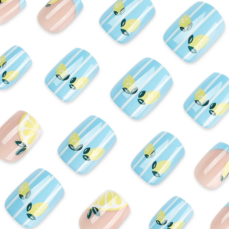 Kunstvolle Nagelkunst mit fruchtigem Zitronen-Design Karnz
