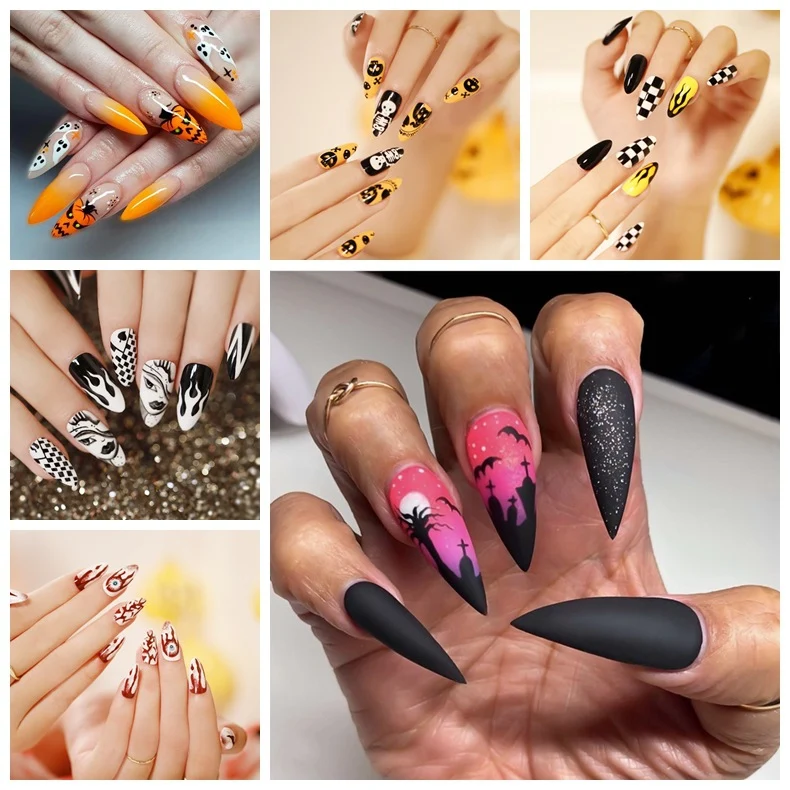 Kunstvolle Nagelkunst im Halloween-Design Karnz