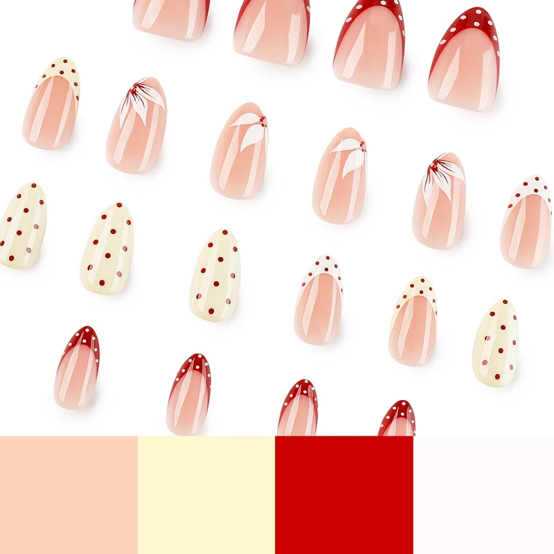 Kunstvolle Nageldesign mit einzigartigen Punkten und Blütenverzierungen Karnz