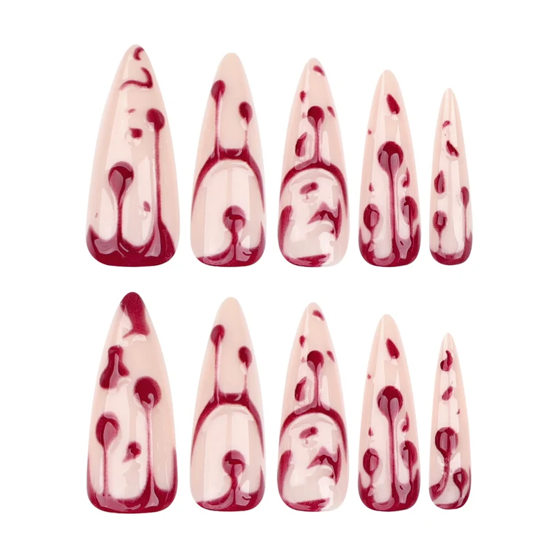 Kunstvolle Halloween-Gel-Nägel im blutigen Design Karnz
