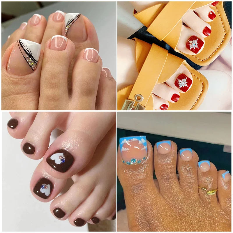 Kunstvolle Fußnagelkunst mit Glitzer- und geometrischen Akzenten Karnz