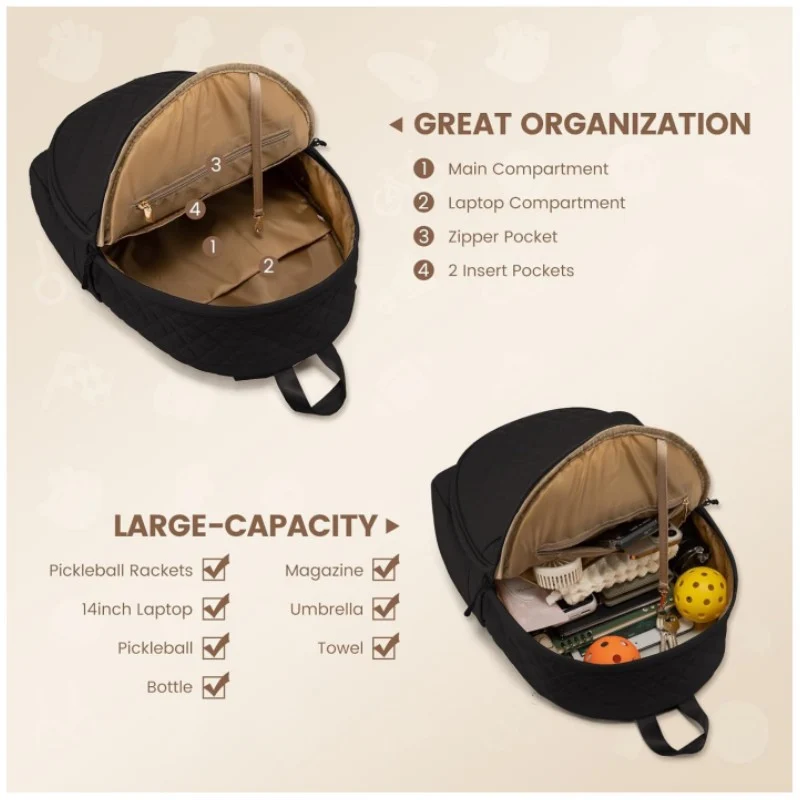 Stylische gesteppten Tennisschläger Rucksack Karnz