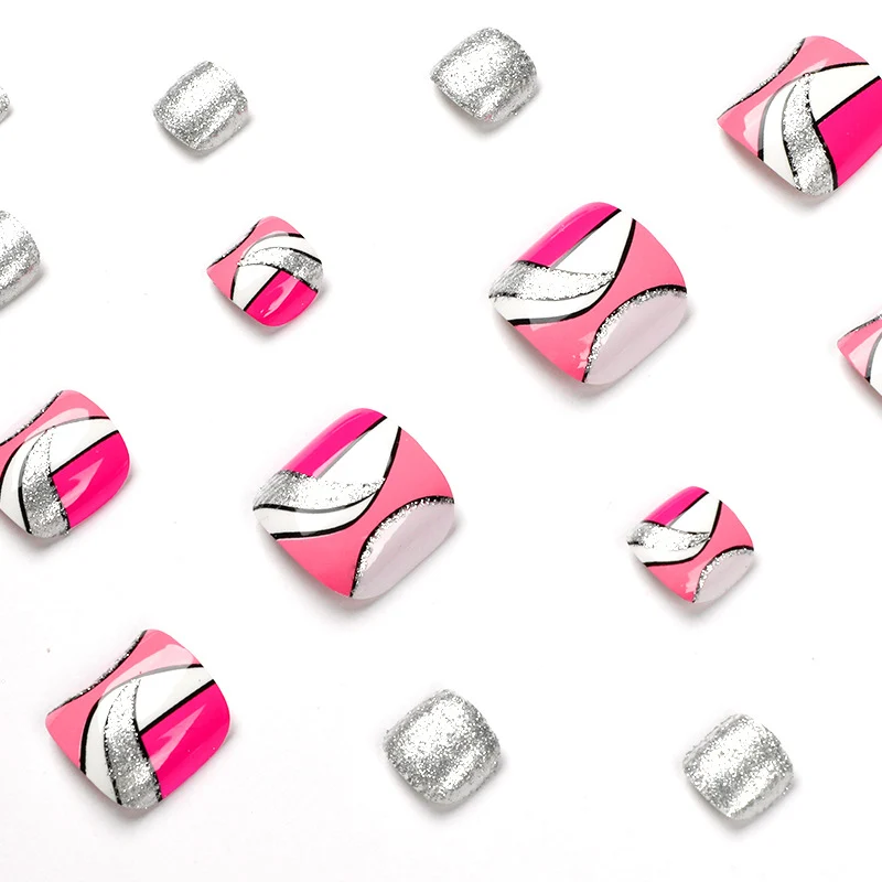 Kunstvolle Fußnagelkunst mit bunten geometrischen Designs Karnz