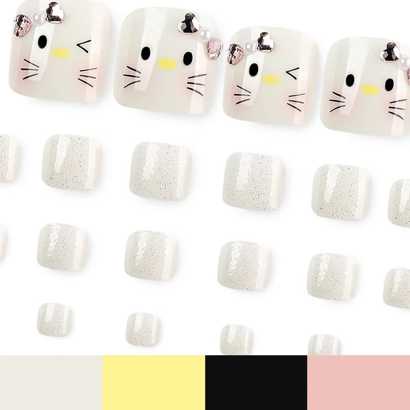 Kunstvolle Fußnagelgestaltung mit niedlichem Katze-Motiv Karnz