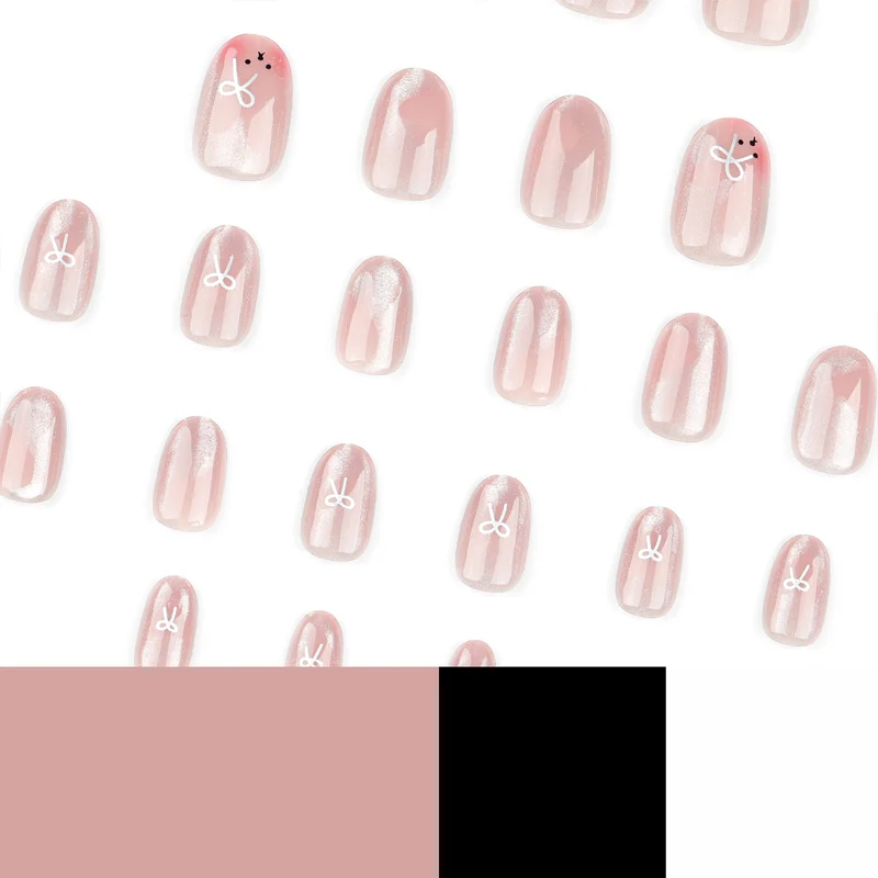 Künstliche Nagelverlängerungen mit niedlichem Hasen-Design und Herzen Karnz