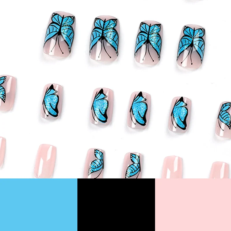 Künstliche Nagelkunst Design mit Schmetterlingsmotiv Karnz