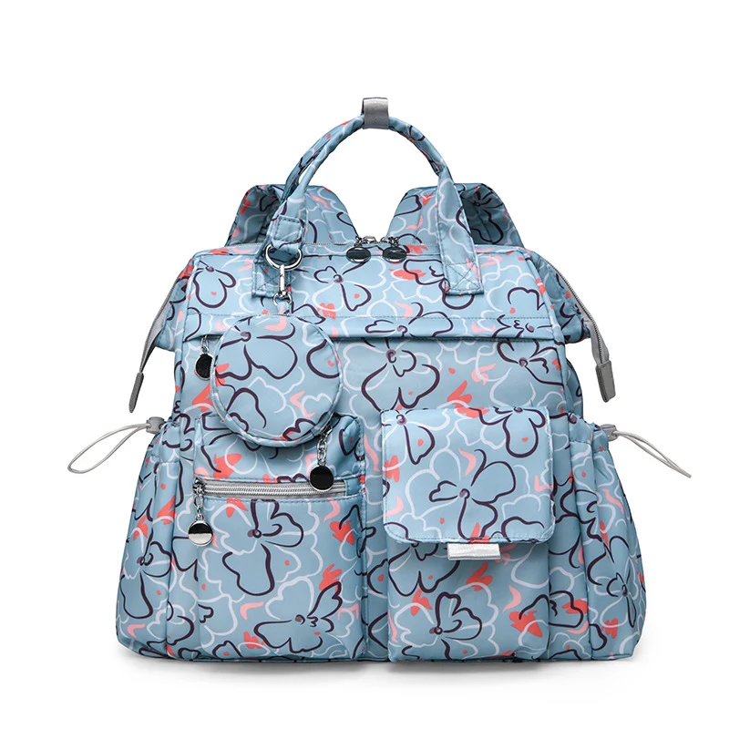 Blumenmuster Multi-Taschen Wickelrucksack Karnz
