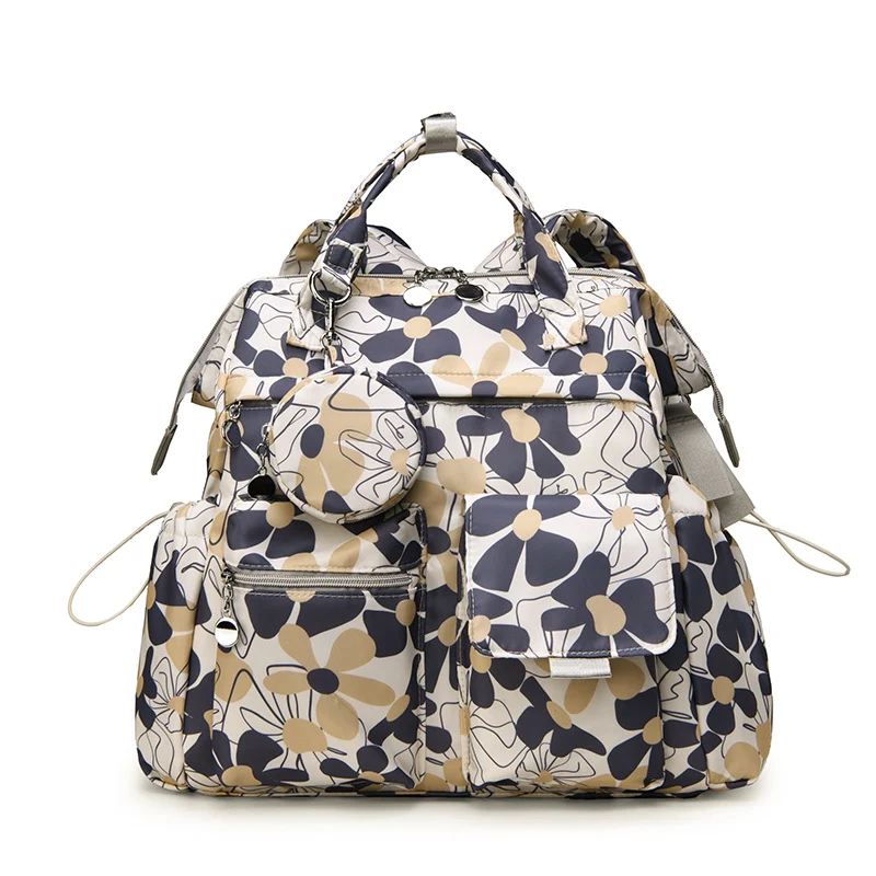 Blumenmuster Multi-Taschen Wickelrucksack Karnz