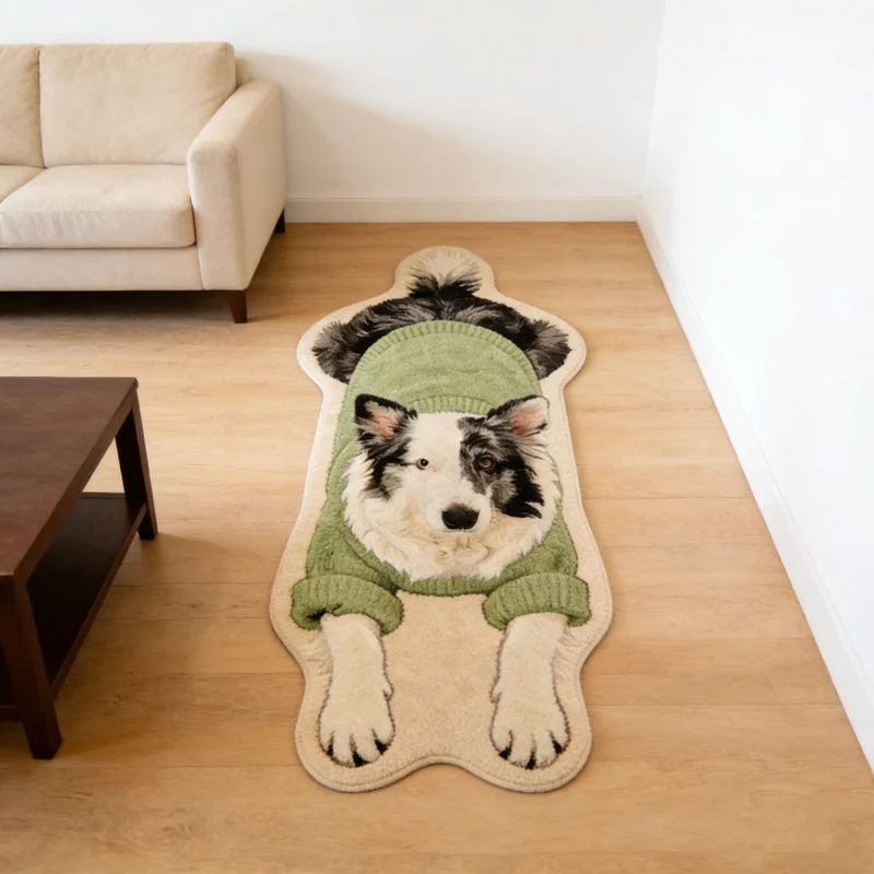 Niedlicher katzenmotivierter, plüschiger Teppich