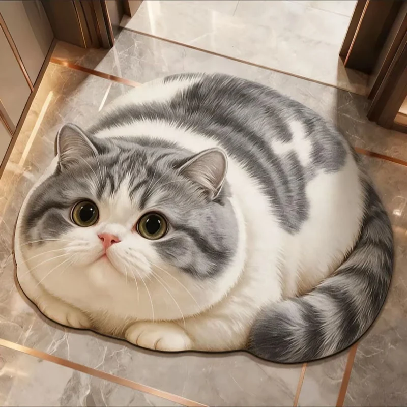 Katzenmotiv rutschfester Badezimmerteppich