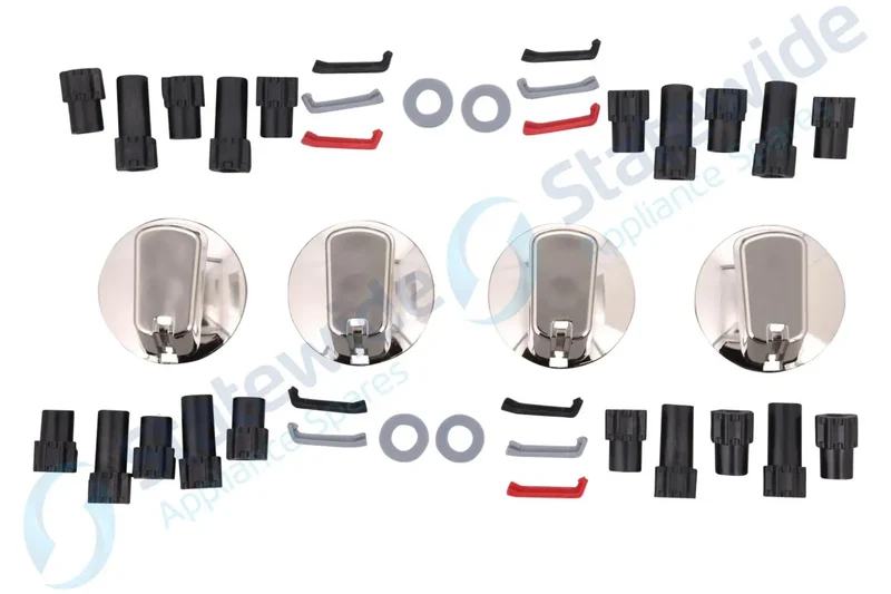 Universal Cooktop/Oven Knob Chrome 48mm Skirt (Pack 4)