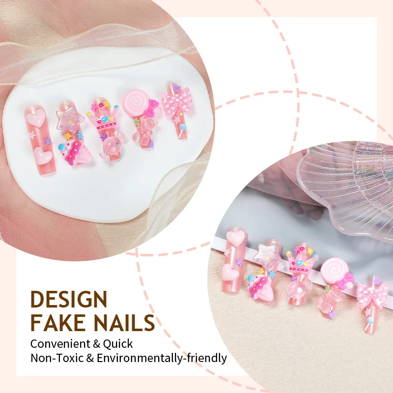 Kreatives Kunstnagelset mit verspielten Motiven und Glitzerakzenten Karnz