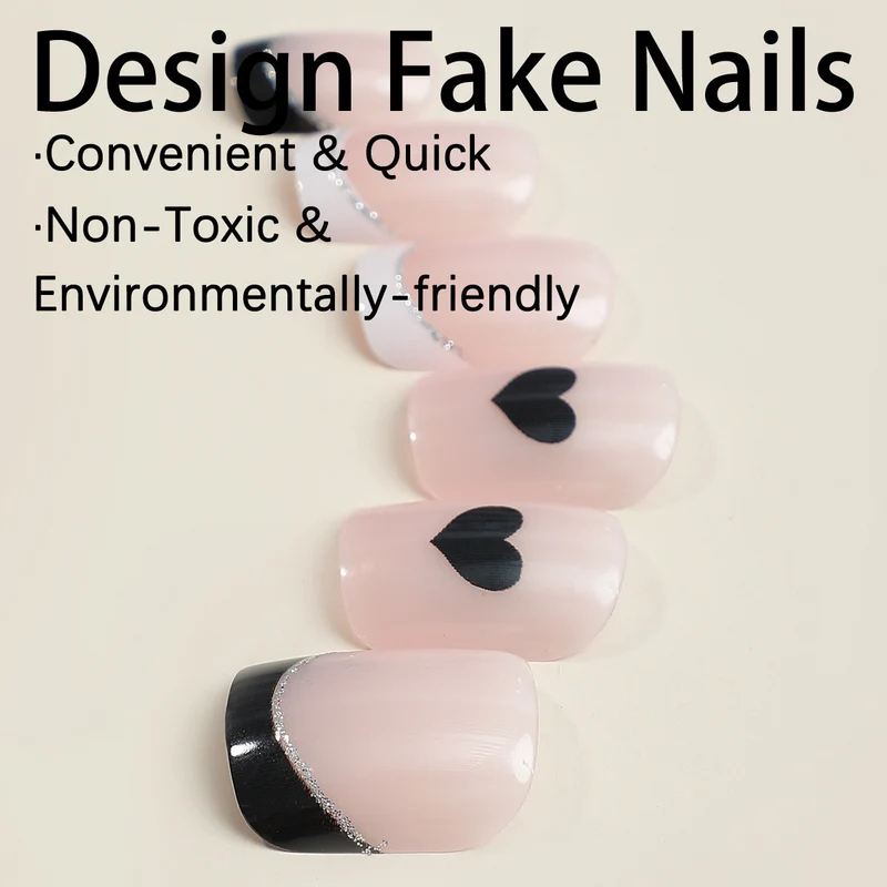 Kreatives Kunstnagelset mit süßem Herzdesign Karnz
