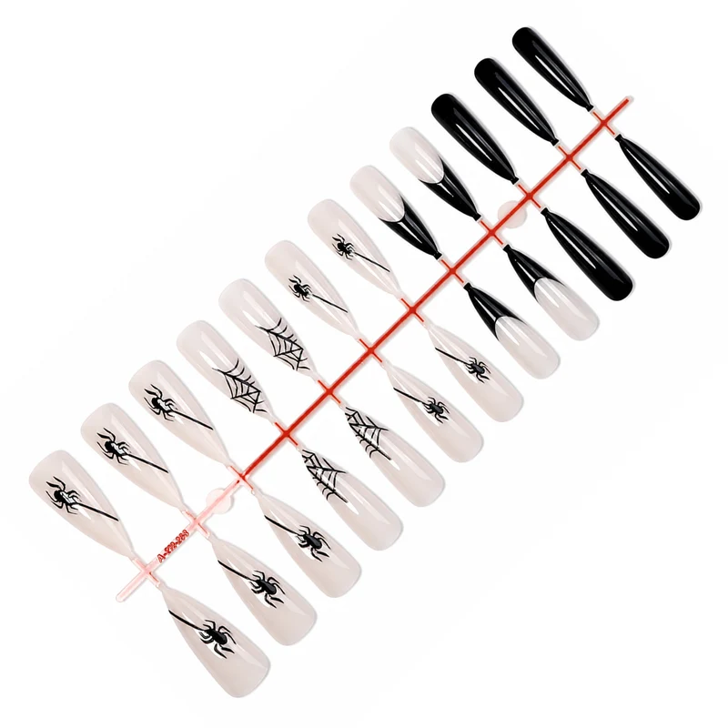 Kreatives Kunstnagelset mit Spinnen- und Spinnennetzdesign Karnz