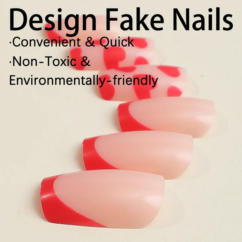 Kreatives Kunstnagelset mit Herzen und Spitzen Design Karnz