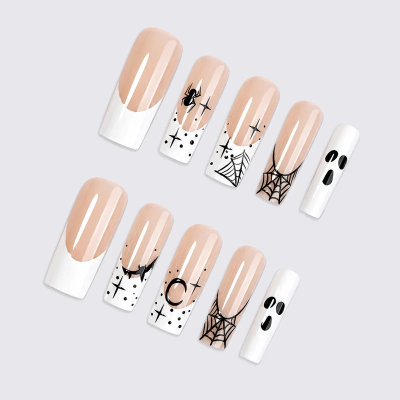 Halloween Kunstnagelset mit kreativen Spinnen- und Geisterdesigns Karnz