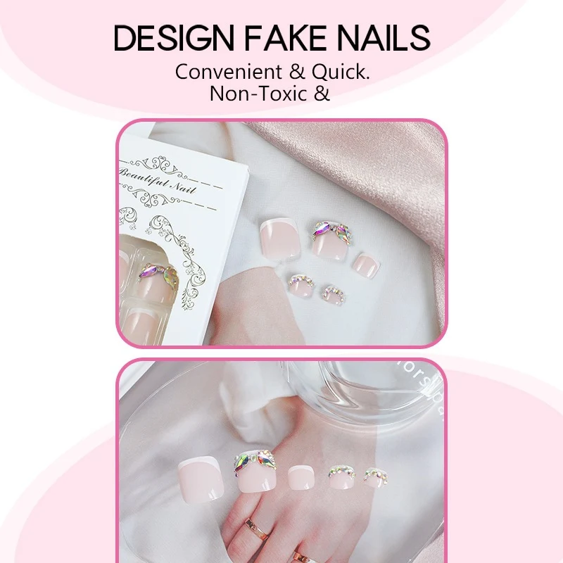 Kreatives Kunstnagelset mit Glitzer- und Blumenverzierungen Karnz