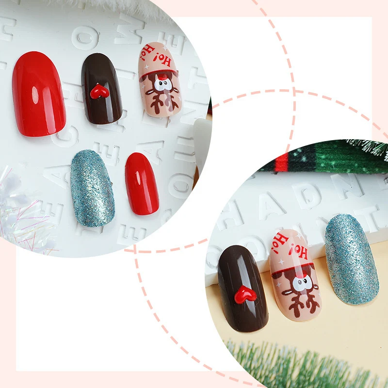 Kreatives Kunstnagelset mit festlichen Weihnachts-Designs und Glitzerakzenten Karnz