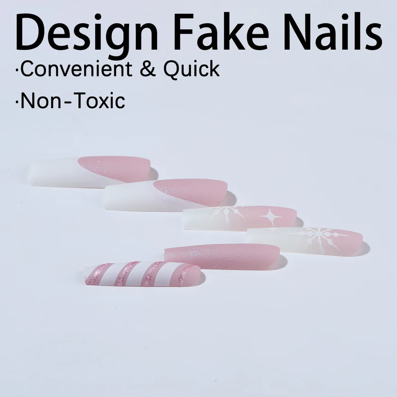 Kreatives Kunstnagelset mit festlichem Zuckerstangen-Design und glitzernden Akzenten Karnz