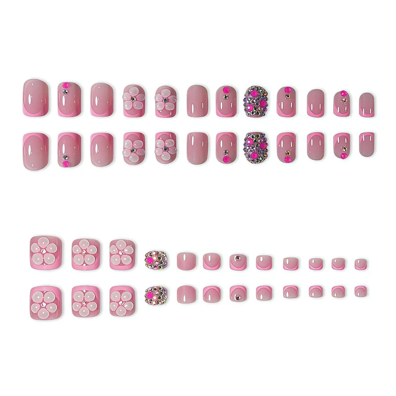 Blumiges Glitzer-Nagelkunst-Design Karnz