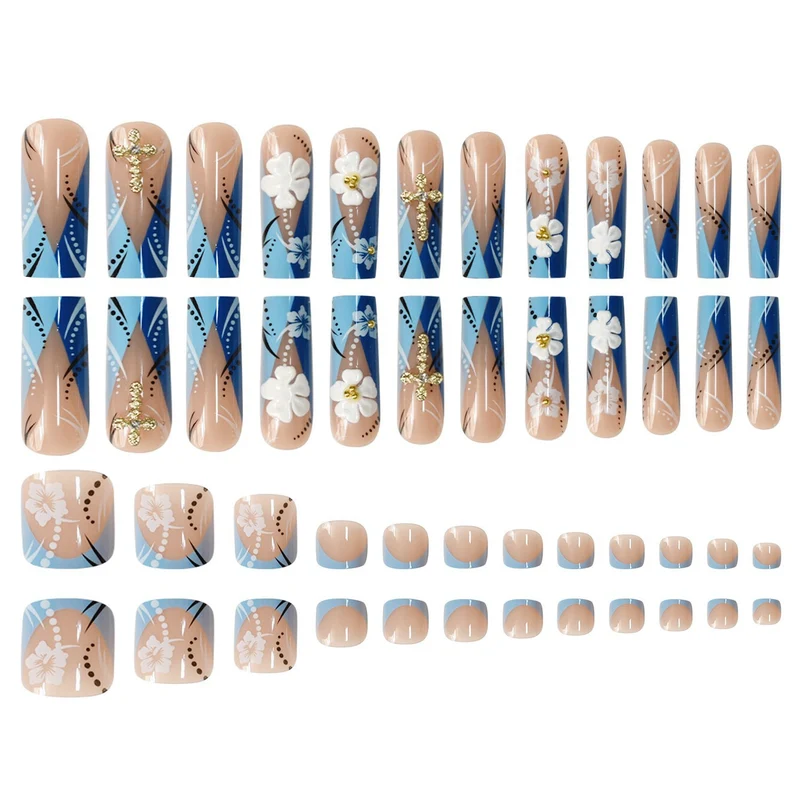 Florale Eleganz Acryl Nagelset Karnz