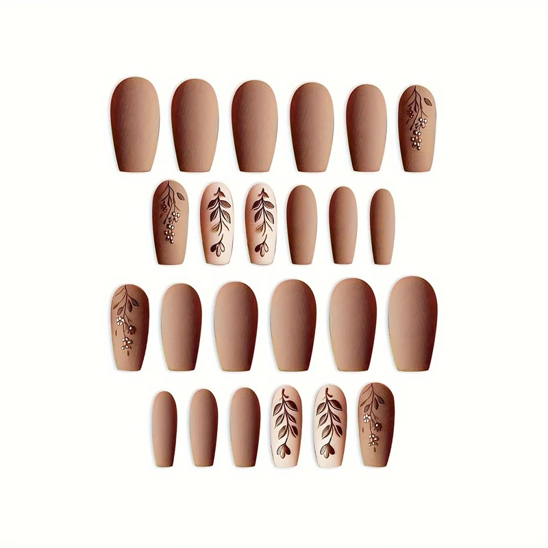 Elegante Florale Matte Nagelkunst Karnz