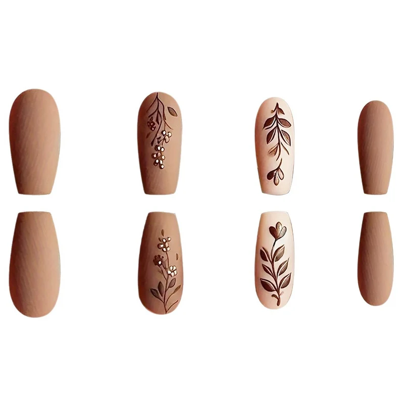 Elegante Florale Matte Nagelkunst Karnz