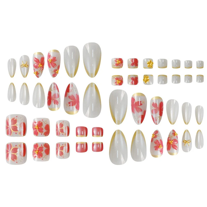 Elegantes florales Acryl-Nageldesign Karnz