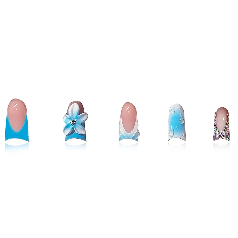 Elegantes Künstlerisches Florales Acryl-Nagel-Set Karnz