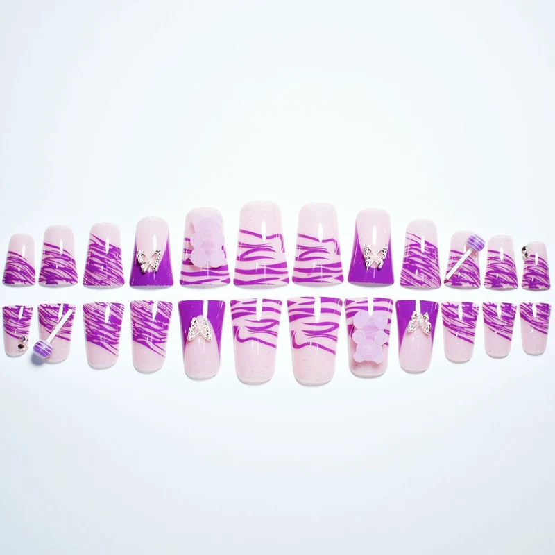 Kreatives Schmetterlings- und Süßigkeiten-inspiriertes Nagelset Karnz