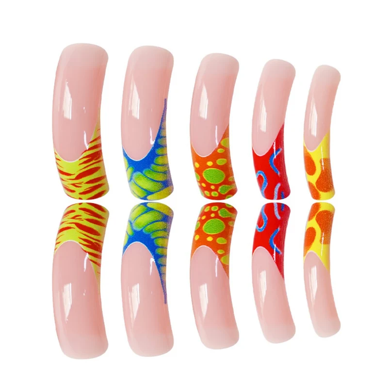 Farbige Künstlerische Lange Nagelverlängerungen Karnz