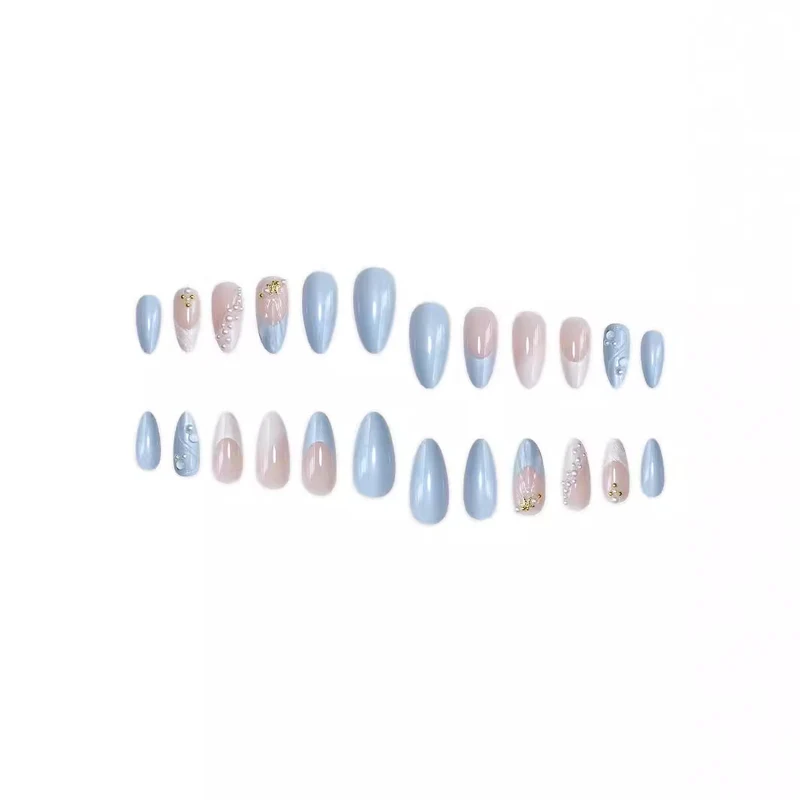 Künstlerisch vom Ozean inspirierte Acryl-Nagelverlängerungen Karnz