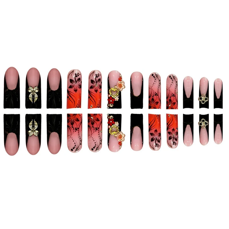 Künstlerisches Blumenmuster Nagelset Karnz
