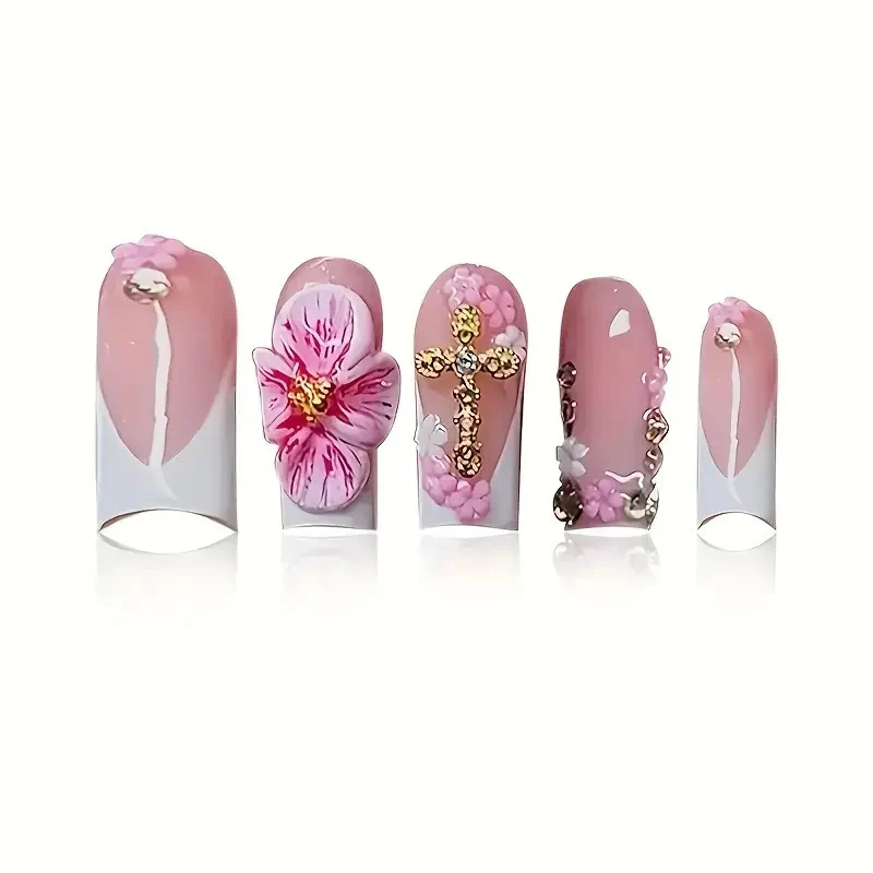 Künstlerische florale Acryl-Nagelerweiterungen Karnz