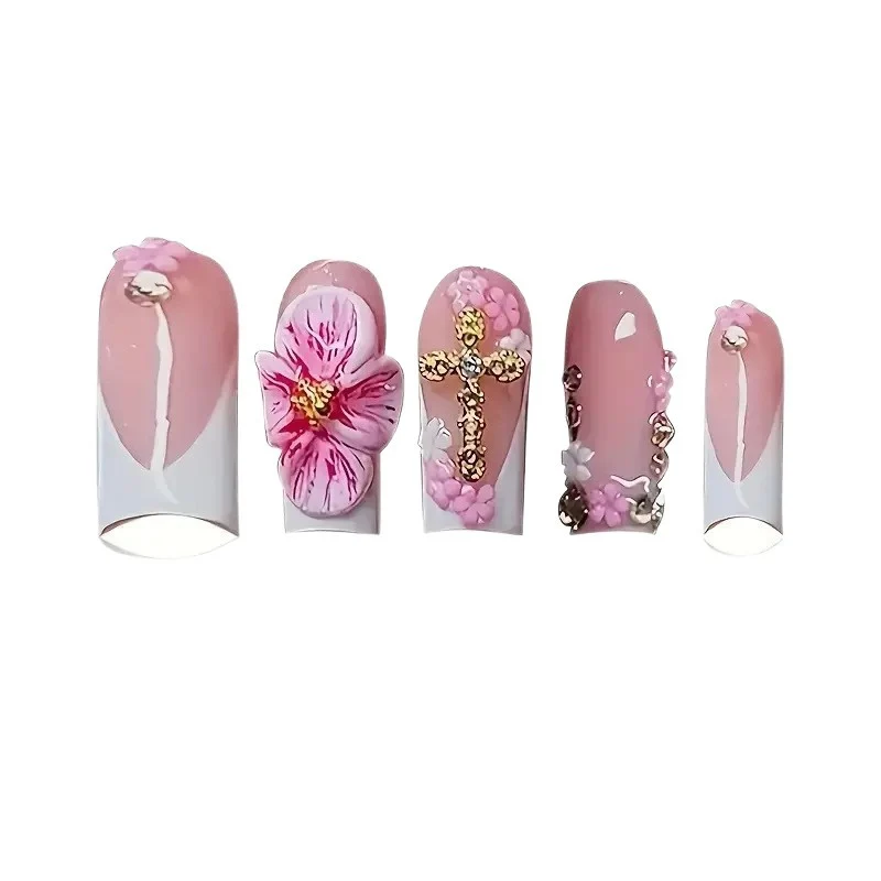 Künstlerische florale Acryl-Nagelerweiterungen Karnz