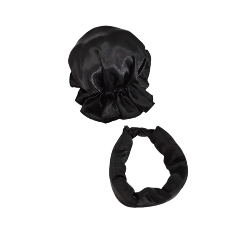 Luxuriöses Satin-Haarmütze- und Haarband-Set