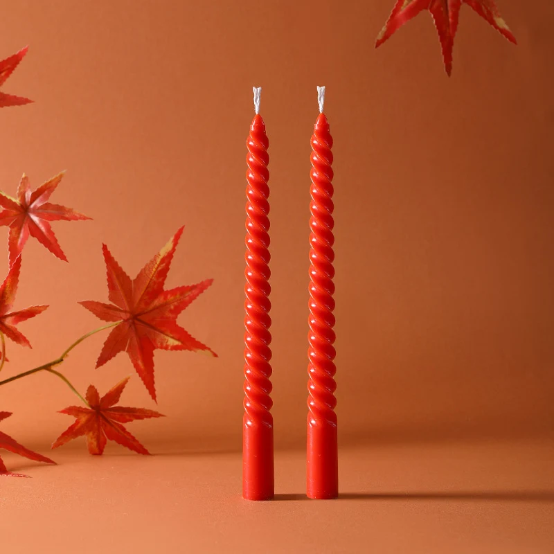 Sinuous Skulptural Taper Kerzenpaar Langanhaltende Tropffreie Abendessenkerzen
