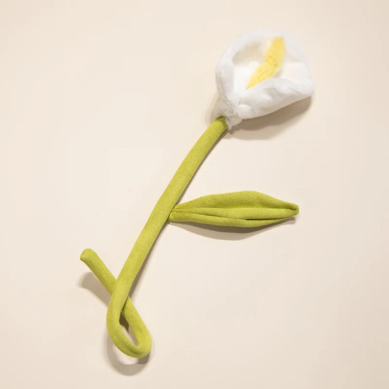 Plüsch Cordhosen Tulpe Katzenspielzeug mit flauschigem Pom-Bud & flexiblem Stiel Karnz