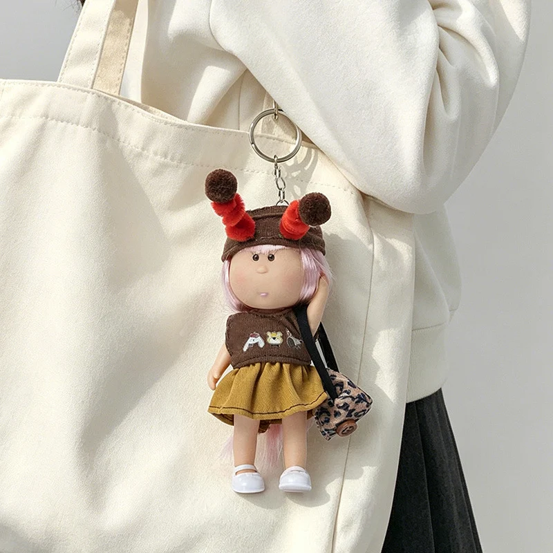 Hooded Doll Bag Charm Schlüsselanhänger mit Denim-Outfit & Schlaufe Karnz