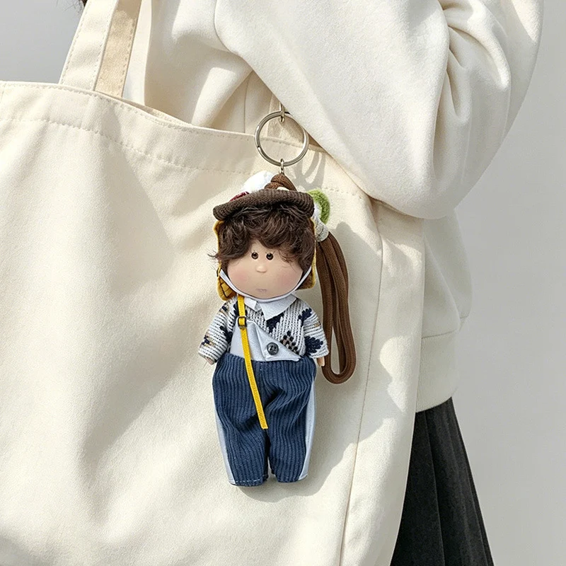 Hooded Doll Bag Charm Schlüsselanhänger mit Denim-Outfit & Schlaufe Karnz