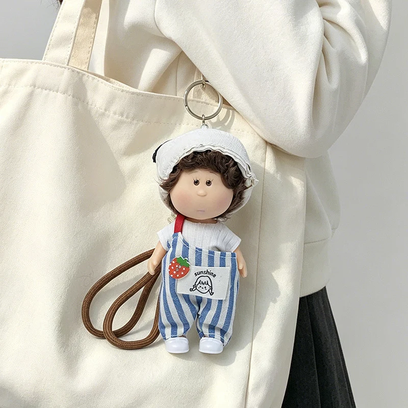 Hooded Doll Bag Charm Schlüsselanhänger mit Denim-Outfit & Schlaufe Karnz