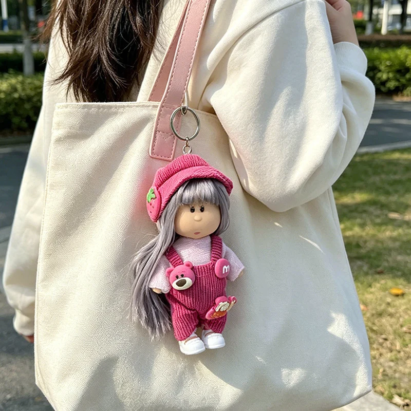 Hooded Doll Bag Charm Schlüsselanhänger mit Denim-Outfit & Schlaufe Karnz