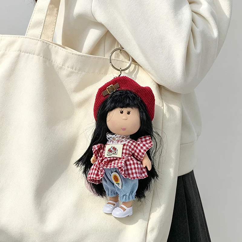 Hooded Doll Bag Charm Schlüsselanhänger mit Denim-Outfit & Schlaufe Karnz