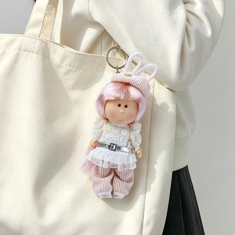 Hooded Doll Bag Charm Schlüsselanhänger mit Denim-Outfit & Schlaufe Karnz