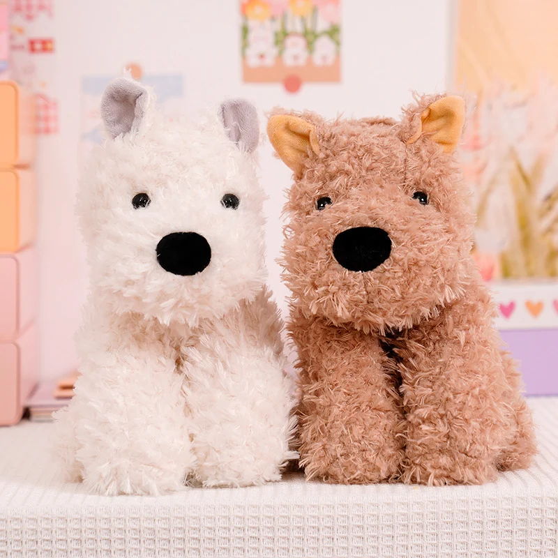 Fluffy Sitz Plüsch Hund Plüschspielzeug mit lockigem Kunstfell und knuddelbarer Bohnenfüllung Karnz