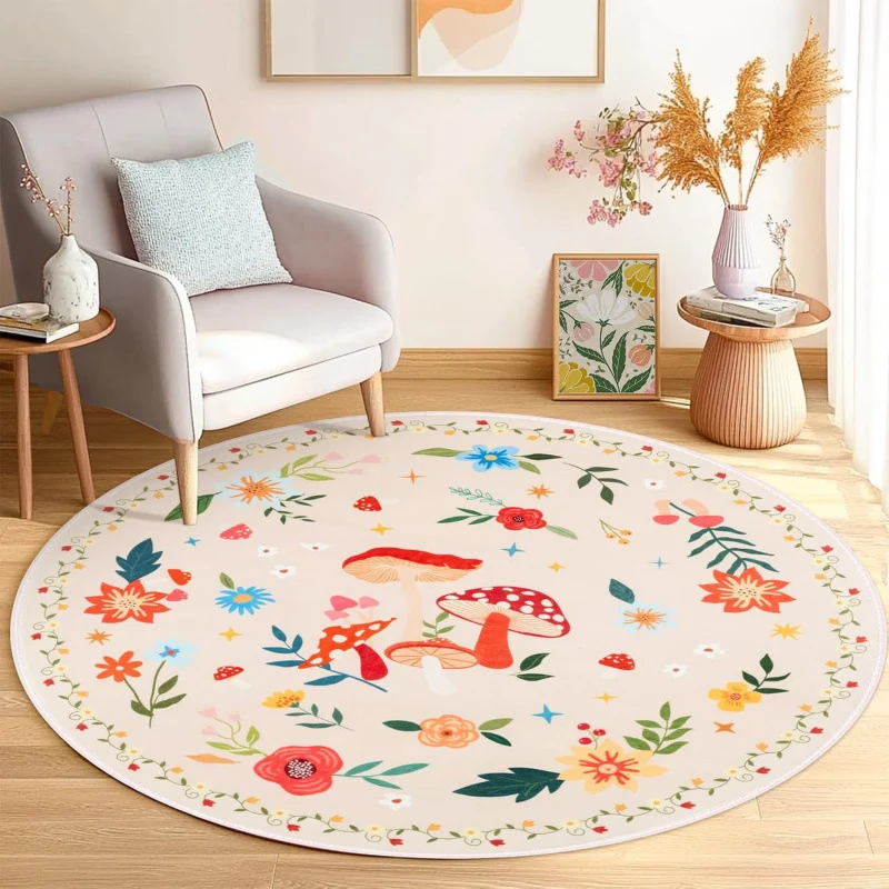 Blumenmotiv runder Teppich
