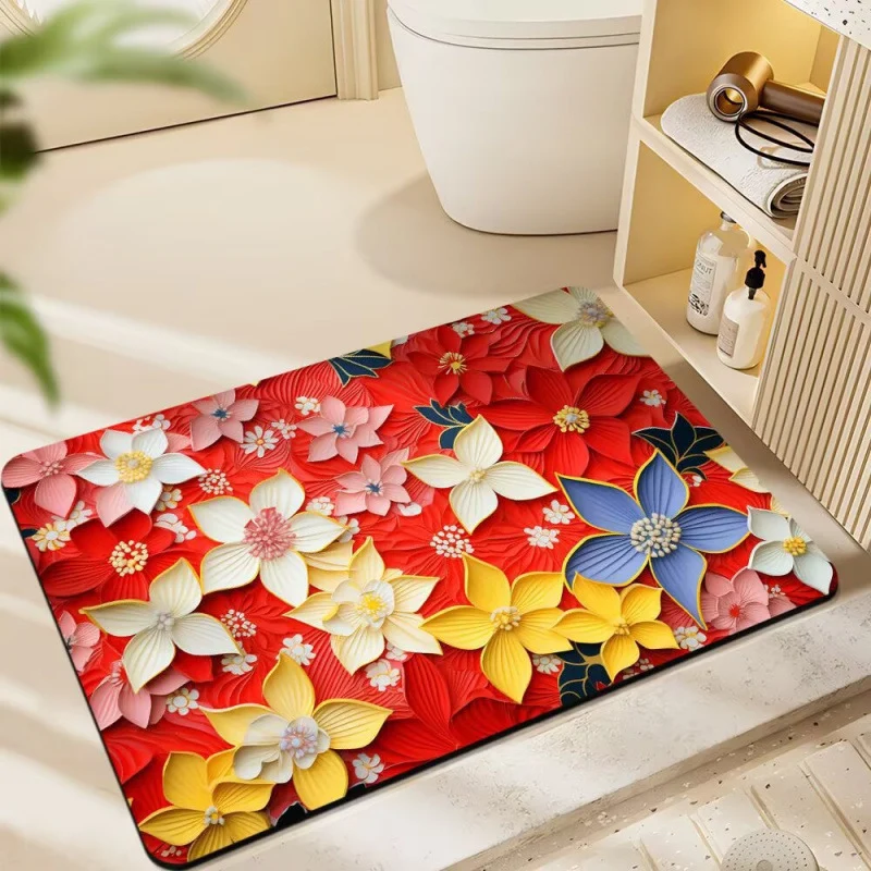 Floral-Themed Plüsch-Badematte